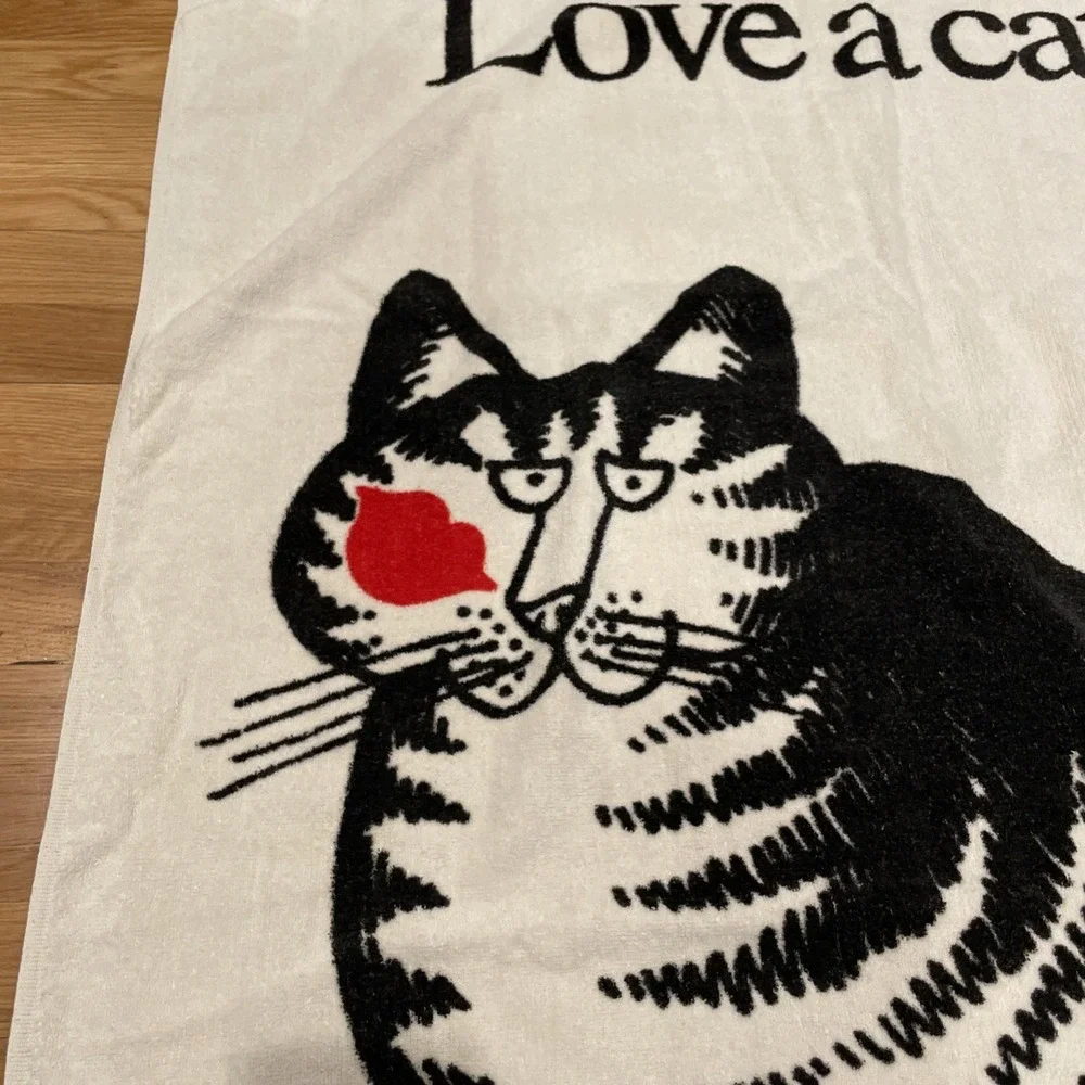 Vintage Kliban Love A Cat Kiss Beach Towel Large 57